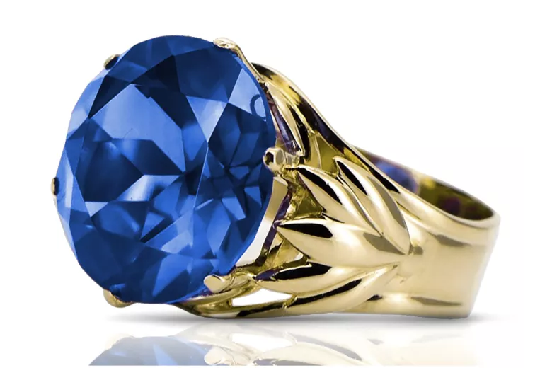 8K κίτρινο χρυσό Sapphire Ring Vintage Jewlery vrc029x-sp Art Deco